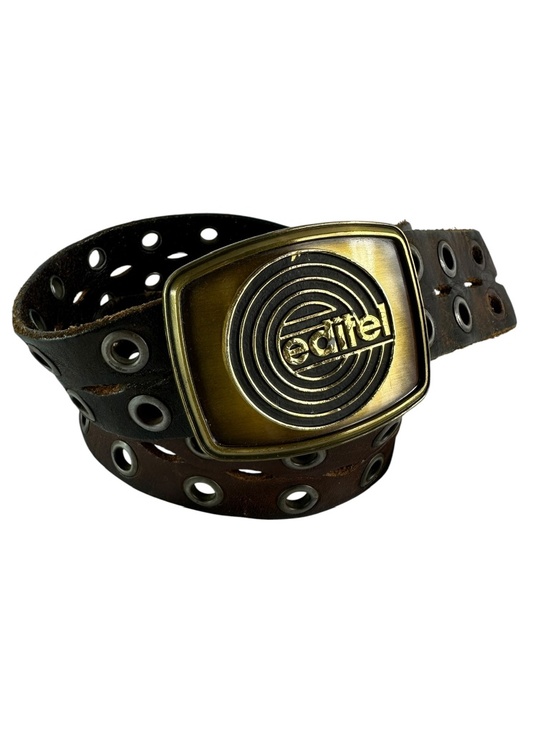 Genuine Vintage EDITEL Brown Leather Large Eyelet Belt Unisex Raintree 1979 main image 4